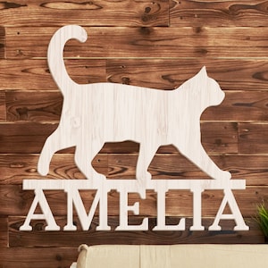Cat Name Sign, Kitten Name Plaque, Personalized Cat Sign, Custom Name Wall Sign, Custom Name Plaque, Cat Wall Decor, Cat Lover Gifts