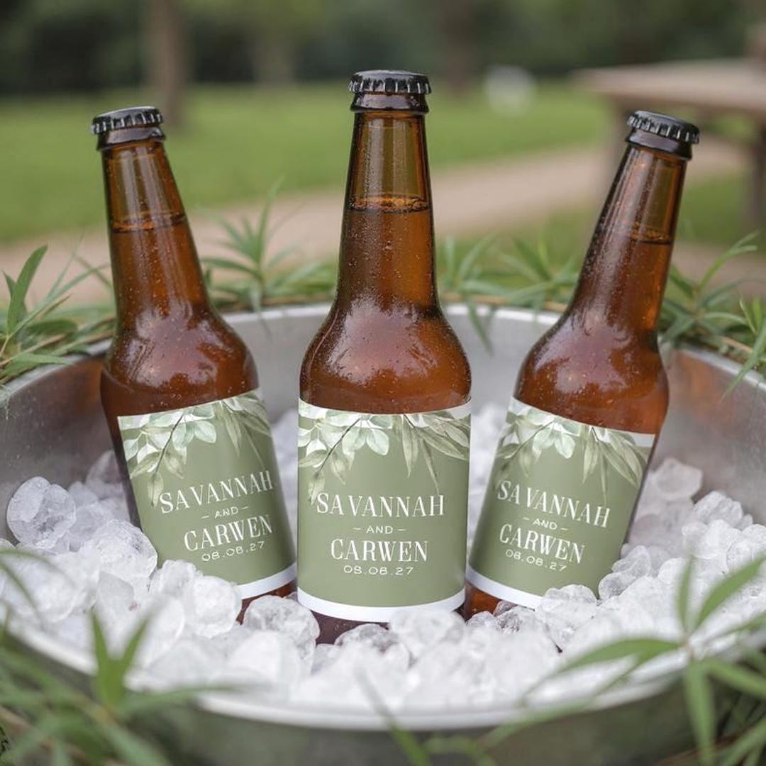 Sage Label Sage Green Wedding Labels: Waterproof Greenery Beer Bottle Stickers - Etsy