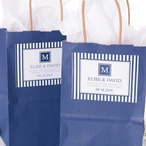 Custom Wedding Bags, Wedding Guest Gift Bags, Hotel Welcome Bags, Welcome to our Wedding, Striped Stickers, Wedding Stickers (wdib-181)