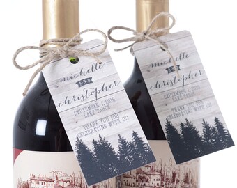 Rustic Woods Wedding Tags - Wine Bottle Tags, Favor Box Tags, Bag Tags - Personalized Wedding Favor Tags - Hanging Favor Tags - #wtg-129