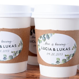 Wedding Coffee Cups - Wedding Coffee Bar - Hot Chocolate Bar - Beverage Supplies - Wedding Coffee Labels - Coffee Cup Sleeves - #wdiCF-272