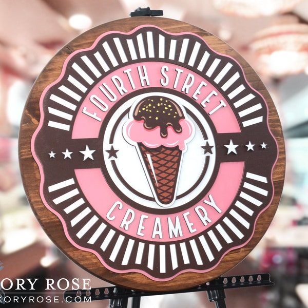 Ice Cream Logo Sign, Custom 3D Raised Logo Sign, Laser Cut Logo Sign, YOUR LOGO HERE Custom Signage, Custom Storefront Sign, Ice Cream Shop