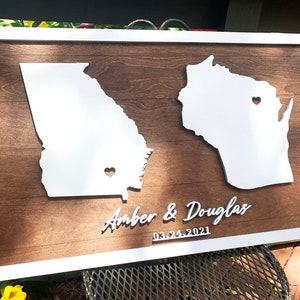 Destination Wedding Sign, Anniversary Gift Ideas, State Wedding Sign, Wooden Wedding Welcome Sign, Customized Home Decor Sign, Newlywed Gift