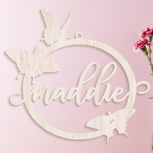 Butterfly Name Sign, Custom Butterfly Gift, Butterfly Wall Art, Personalized Name Sign, Custom Gift, Wooden Name Sign, Kids Room Decor Gifts
