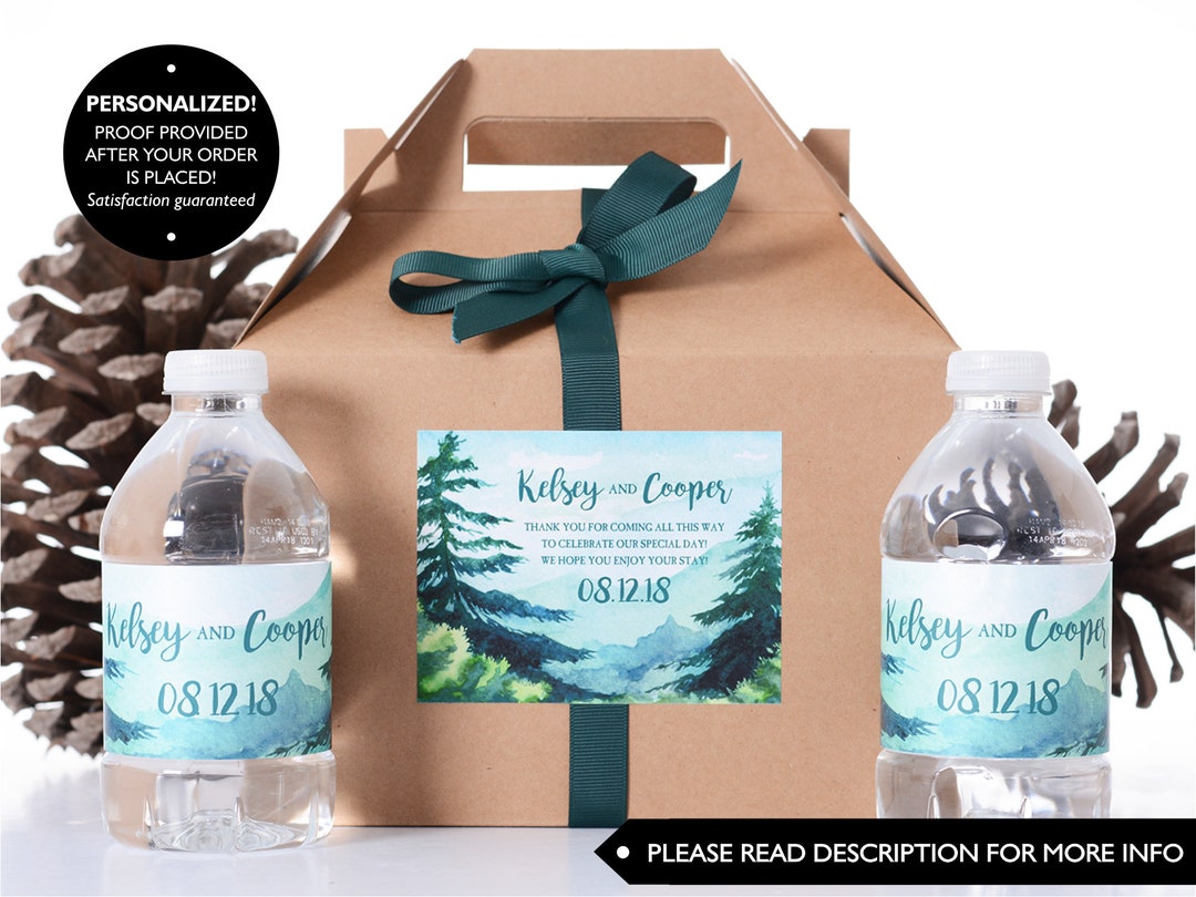 Mountain Wedding Boxes - Wedding Welcome Boxes W/ Matching Water Bottle ...