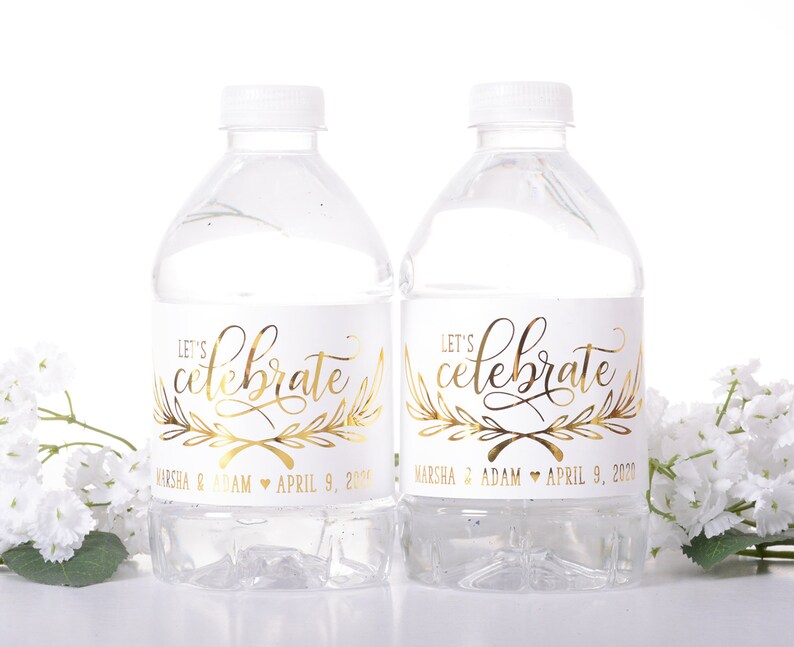 Metallic Gold Wedding Stickers Gold Foil Water Bottle Labels - Etsy