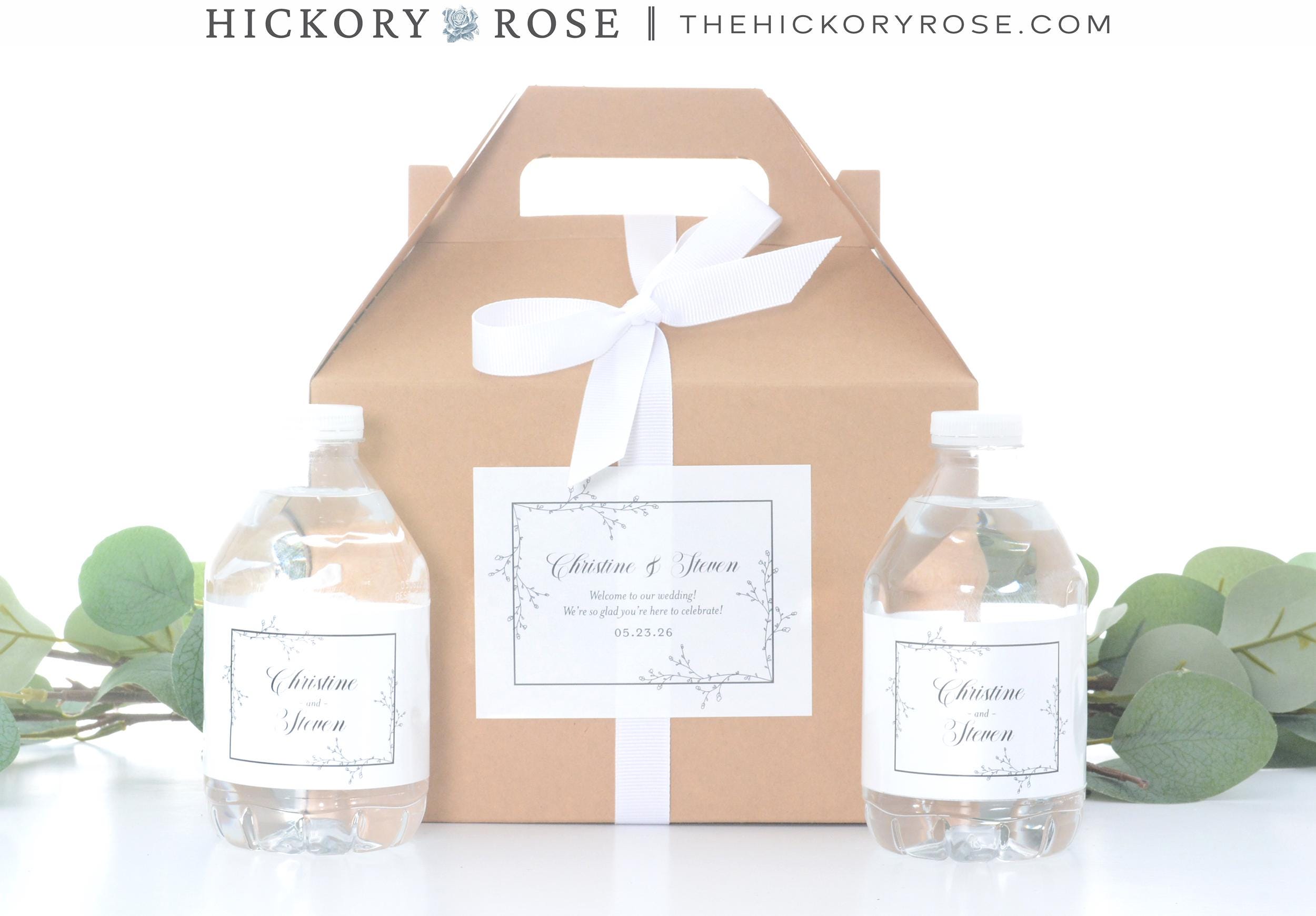 Hotel Wedding Box - Wedding Welcome Boxes With Matching Water Labels -  Classy Wedding Favor Box Kits - Wreath Guest Gift Boxes - #wdig-432 - Etsy, image size:2500x1739