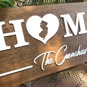 New Jersey Home Decor, New Jersey Home Wall Sign, NJ Welcome Sign, NJ Housewarming Gift, Family Name Sign, Wooden New Jersey Sign