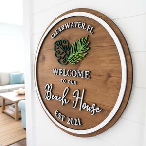 Beach House Name Sign, Custom Wood Sign, Beach Themed Gifts, Personalized Housewarming Gift, Ocean Decor, Established Sign, Laser Cut Signs