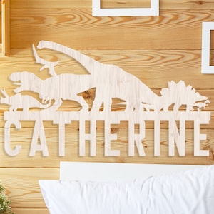 Dinosaur Wall Sign, Customized Dinosaur Sign, Dinosaur Name Sign, Dinosaur Gifts, Personalized Wooden Wall Sign, Wooden Name Cutout