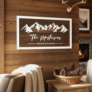 Rustic Welcome Sign, Mountain Decor, Family Last Name Sign, Cabin Wall Decor, Custom Name Home Sign