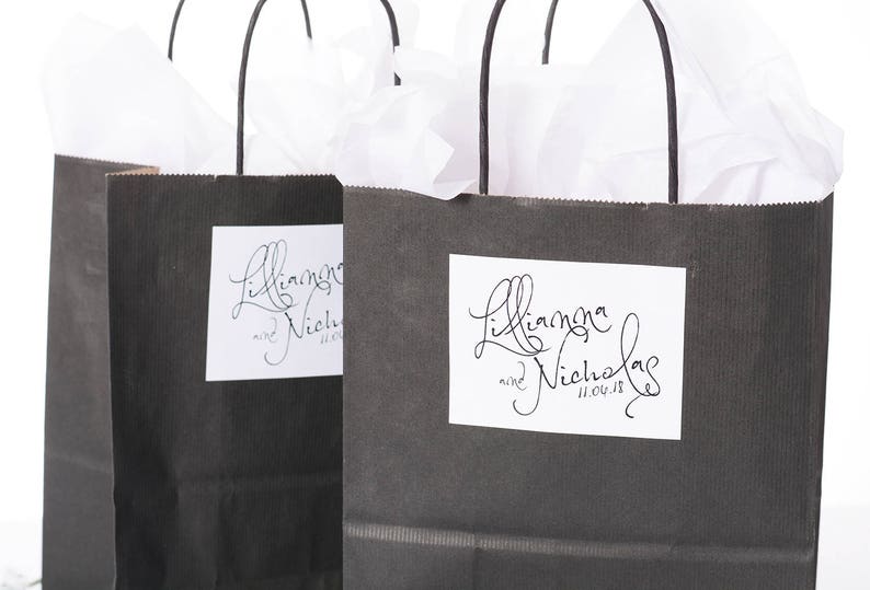 Wedding Favor Bags, Wedding Gift Bags, Hotel Welcome Bags, Wedding Guest Welcome Bags, Thank You Bags, Custom Welcome Stickers, wdiB-273 image 1