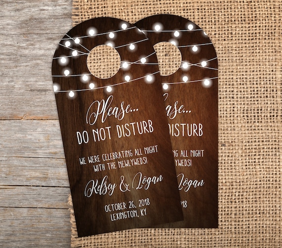 Wedding Door Hangers - Rustic Lights Wedding Hotel Door Hangers - Hotel Box Wedding Favor - Wedding Favor - Do Not Disturb - #dhrI-263 Il_570xn