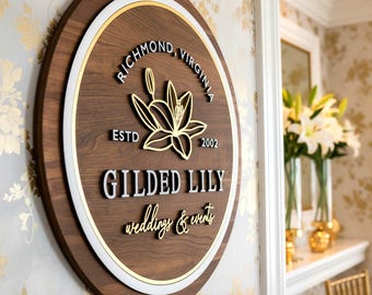 Custom Venue Sign, Storefront Sign, Wedding Venue Logo, Raised 3D Wood Sign, YOUR LOGO HERE Window Sign, Wooden Business Sign, Wooden Logo