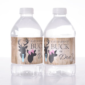 Buck or Doe? - Gender Reveal Water Bottle Labels, Birthday, etc - Waterproof and self stick - Baby Shower Decorations #gdr-116