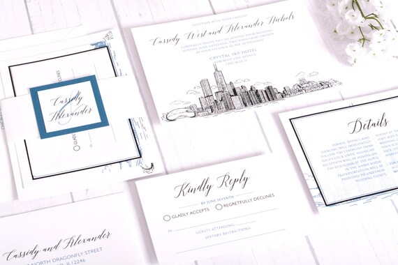 Chicago Wedding Invitation Destination Wedding Invite Chicago