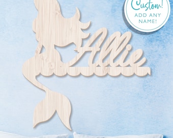 Mermaid Wall Sign, Mermaid Theme Wall Decor, Kids Name Sign, Wood Name Sign, Kids Room Decor, Personalized Name Sign, Mermaid Room Art