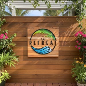 Custom Logo Sign, Custom Home Sign, Natural TEAK WOOD Sign, Handmade Business Storefront Sign, Exterior Sign, Wooden Outdoor Shop Sign image 1