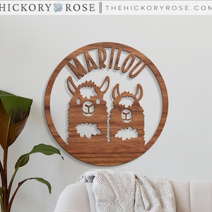 Cute Alpaca Name Sign, Alpaca Farm Sign, Laser Cut Alpaca Sign, Wooden Alpacas, Custom Laser Cut Name Sign, Alpaca Name Plaque, Alpaca Gifts