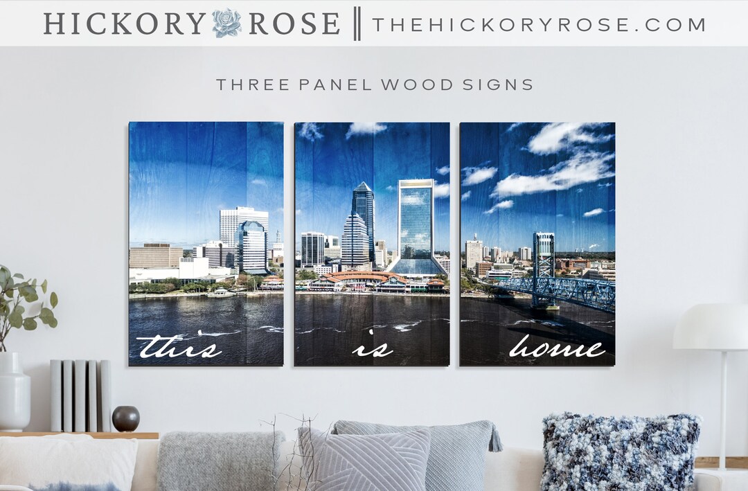 Florida Skyline Wall Art 3 Panel 3D Wood Signs UV Printed Signs