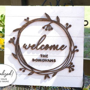 Custom Welcome Sign, Welcome Home Wall Sign, Welcome Door Sign, Wood Welcome Home Decor Sign, Wall Decor Sign, Personalized Welcome Sign