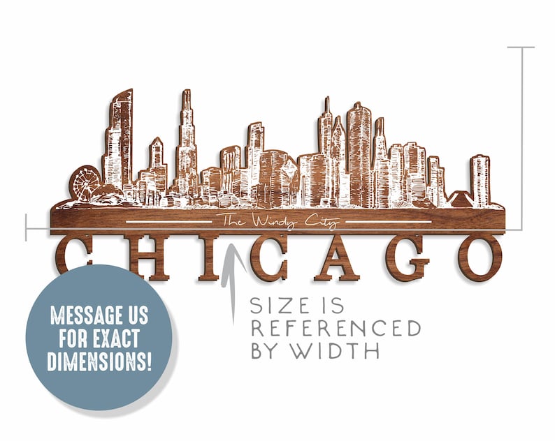Wooden Skyline Cutout, Wood Chicago Skyline, Chicago Skyline Wall Decor ...