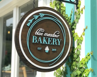 Bakery Shop Sign, Business Window Sign, Cake Shop Logo, Custom Logo Sign, YOUR LOGO HERE Window Hanging Sign, Shop Window Sign