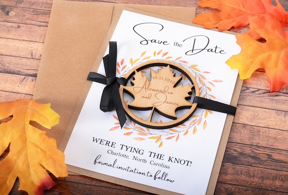 Fall Save The Date Cards Save The Date Magnet Laser Cut Etsy
