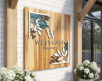 3D Wood Outdoor Logo Sign, 50x25 Rectangle with bracing on back