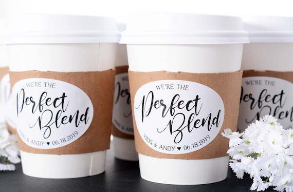Wedding Coffee Cups - Wedding Coffee Bar - Hot Chocolate - Drink Cups - Custom Wedding Coffee Labels - Perfect Blend Coffee Cups - wdiCF-269 Il_570xn