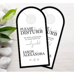 Wedding Door Hangers - Modern Wedding Hotel Door Hangers - Hotel Box Wedding Favor - Destination Wedding - Do Not Disturb - #dhrI-216