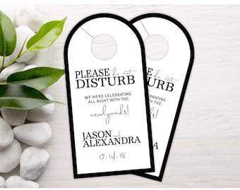 Wedding Door Hangers - Modern Wedding Hotel Door Hangers - Hotel Box Wedding Favor - Destination Wedding - Do Not Disturb - #dhrI-216