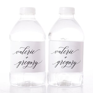 Calligraphy Wedding Water Bottle Labels Waterproof Wedding Bottle Labels Water Labels for Weddings Water Bottle Wraps wdiW-240 image 1