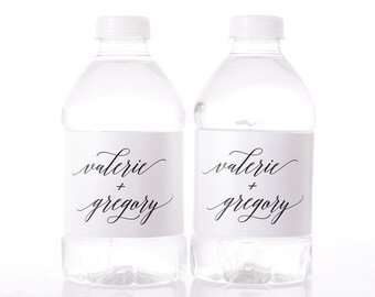 Calligraphy Wedding Water Bottle Labels - Waterproof Wedding Bottle Labels - Water Labels for Weddings - Water Bottle Wraps - #wdiW-240