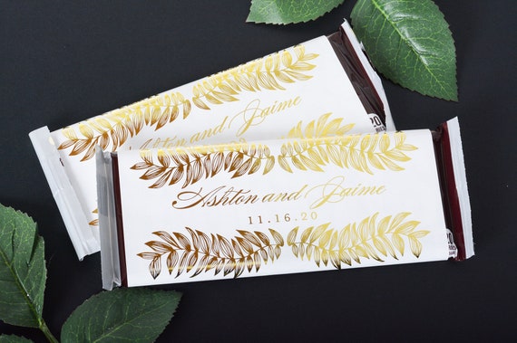 Wedding Candy Wrappers, Metallic Foil Chocolate Bar WRAPPERS, Gold Wedding Chocolate Labels, Custom Candy Stickers #whb-134 Il_570xn