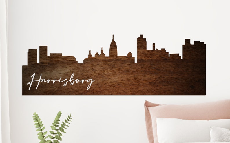 Harrisburg PA Wall Sign, City Skyline Wall Decor, Harrisburg Wall Art, Harrisburg PA Skyline, Pennsylvania Art, Pennsylvania Sign Gift image 1