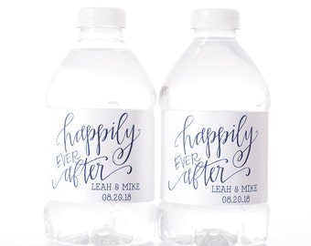 Wedding Water Bottle Labels - Custom Bottled Water Labels - Water Bottle Wraps - Happily Ever After Stickers - Waterproof Stickers #vin-HEA