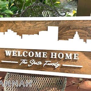Georgia Home Decor, Georgia Wall Art Sign, GA Welcome Sign, Georgia Wall Decor, Welcome Home Sign, Wooden Family Name Sign, City Skyline Art