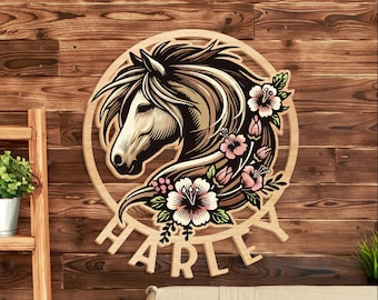 Horse Wall Art | Wooden Horse Cutout, Horse Name Sign, Personalized Name Sign, Horse Themed Wall Decor, Horse Gifts, Name Cutout