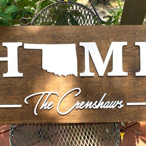 Oklahoma Home Decor, Oklahoma Home Wall Sign, OK Welcome Sign, Custom Welcome Sign, Housewarming Gift, Family Name Sign, Wooden Wall Sign