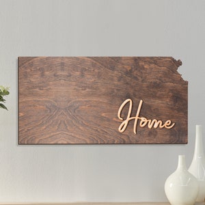 Kansas Wall Art, Kansas Home Decor, KS Wall Art Sign, Wall Home Decor Sign, Rustic Home Decor Wall Art, KS Home Wall Art Sign, State Cutout