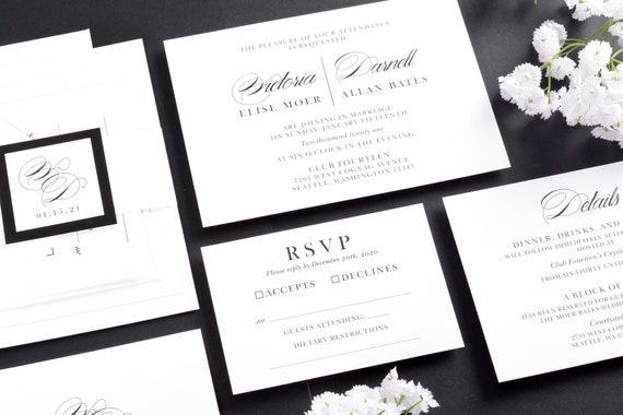 black tie wedding invite