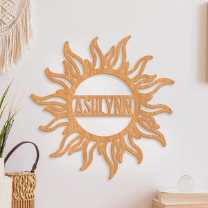 Nursery Wall Sign, Sunshine Name Wall Decor, Kids Name Sign, Wood Name Cutout, Kids Room Decor, Personalized Name Sign, Name Announcement