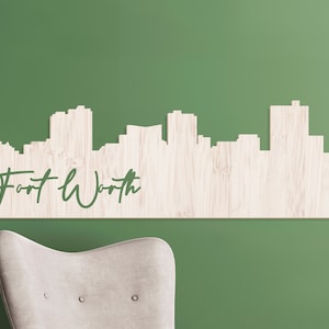 Fort Worth Wall Sign, City Skyline Wall Decor, Texas Wall Art, Ft. Worth Skyline Wall Hanging, Wooden Sign, Rustic Home Decor, Skyline Art