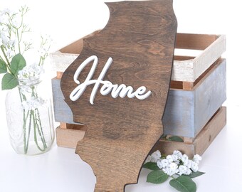 Illinois Wall Art, Illinois Home Decor, IL Wall Art Sign, Wall Home Decor Sign, State Home Decor Wall Art, Illinois Home Wall Art Sign