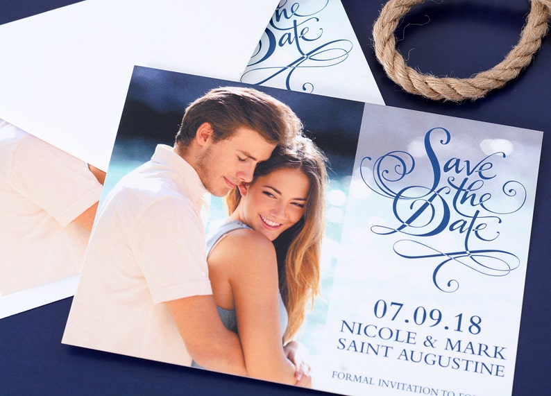 Fancy Filigree 5 x 7 Wedding Announcement Cards Save The Date Cards Photo Cards Personalized Save the Dates Save The Dates