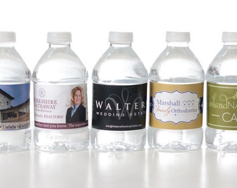 40 Custom Water Bottle Labels - Your Business Logo or Design - Custom Logo Water Bottle Labels -