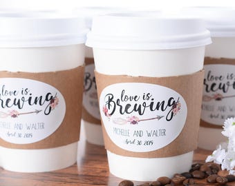 Wedding Coffee Cups - Wedding Coffee Bar - Hot Chocolate Bar - Drink Cups - Custom Wedding Coffee Labels - Coffee Cup Sleeves - #wdiCF-292