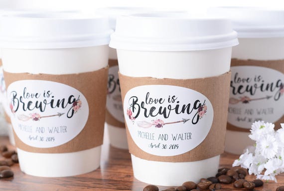 Wedding Coffee Cups - Wedding Coffee Bar - Hot Chocolate Bar - Drink Cups -  Custom Wedding Coffee Labels - Coffee Cup Sleeves - #wdiCF-292