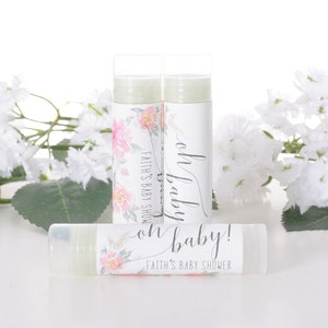 Baby Shower Lip Balm Favors - Floral Chapstick Stickers and Tubes -Custom Baby Shower Chapstick - Custom Baby Shower Labels - #bsiL-90